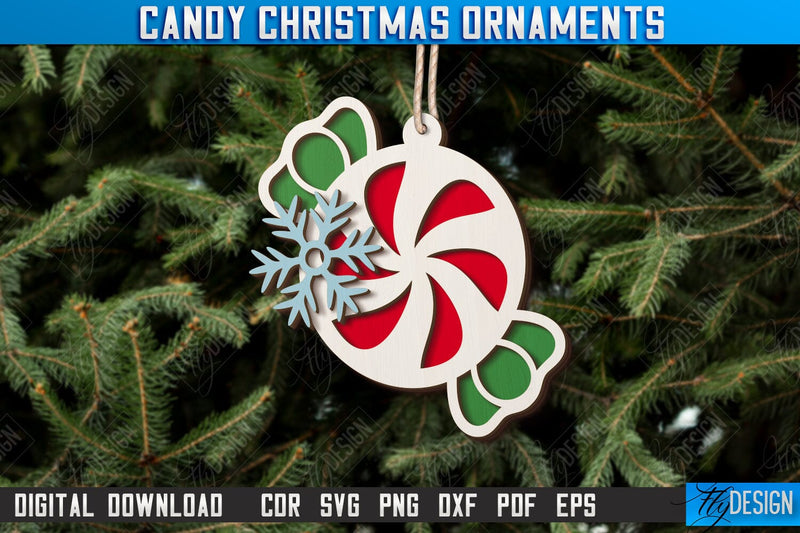 Christmas Candy Ornament Laser Cut, Wooden Ornament, Christmas Tree Decoration, Christmas Tree Toy SVG, Gingerbread Ornament, Xmas Cokie Ornament SVG SVG Fly Design 