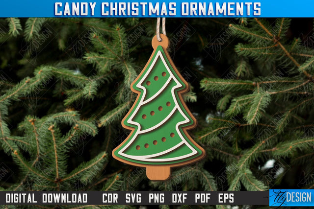 Christmas Candy Ornament Laser Cut, Wooden Ornament, Christmas Tree Decoration, Christmas Tree Toy SVG, Gingerbread Ornament, Xmas Cokie Ornament SVG SVG Fly Design 
