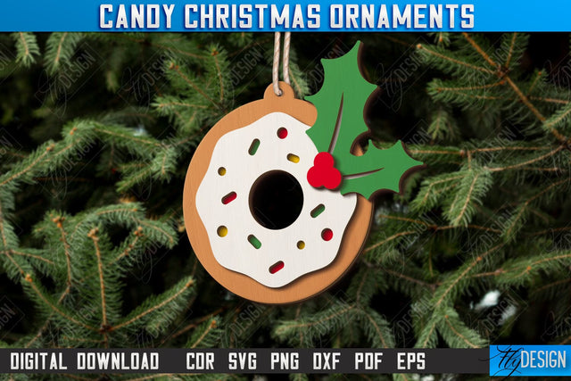 Christmas Candy Ornament Laser Cut, Wooden Ornament, Christmas Tree Decoration, Christmas Tree Toy SVG, Gingerbread Ornament, Xmas Cokie Ornament SVG SVG Fly Design 
