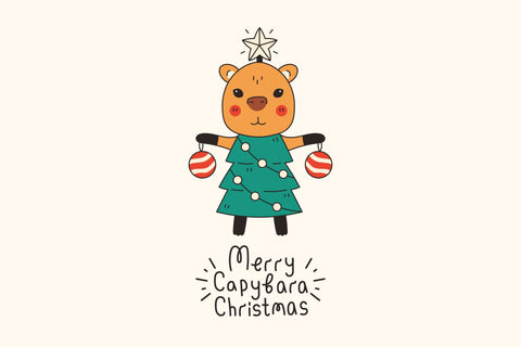 Christmas Capybara PNG Clipart Sublimation Rin Green 