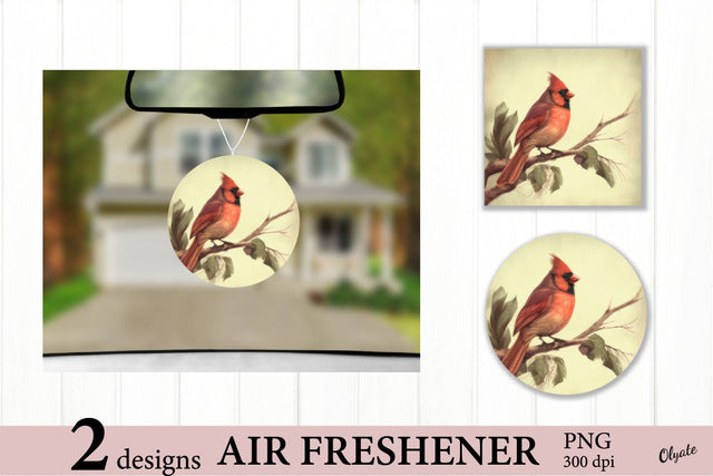 Christmas Car Air Freshener PNG. Cardinal Airfresh PNG Sublimation Olga Terlyanskaya 