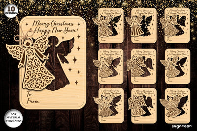Christmas Card Angel Ornament Bundle SVG SvgOcean 