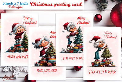 Christmas card design Cute elderly lady Grandma Quotes PNG Sublimation Angelina Semenova 