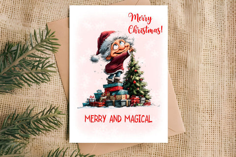 Christmas card design Cute elderly lady Grandma Quotes PNG Sublimation Angelina Semenova 