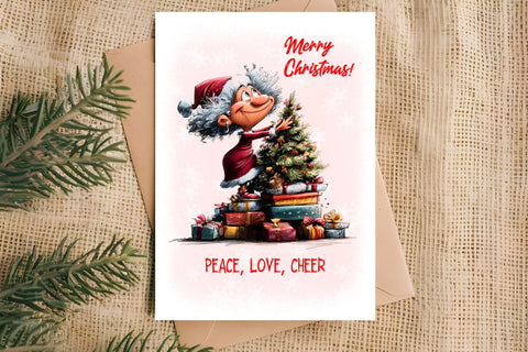 Christmas card design Cute elderly lady Grandma Quotes PNG Sublimation Angelina Semenova 