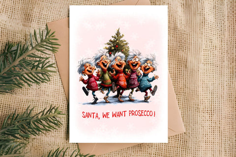 Christmas card design printable Elderly old ladies dancing Sublimation Angelina Semenova 