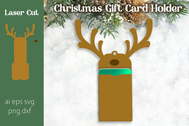 Christmas card holder with Rudolph, Christmas gift paper cut SVG AnastasiyaArtDesign 