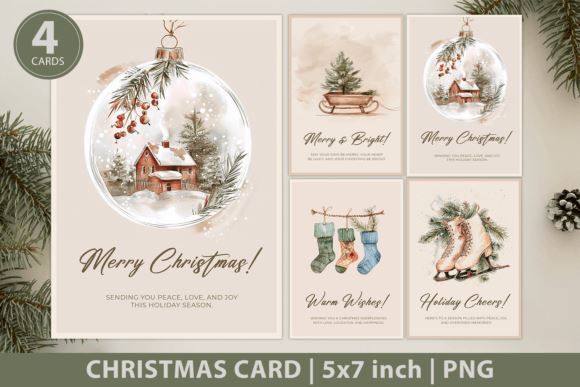 Christmas Card, Holiday Greeting Card Sublimation KMarinaDesign 
