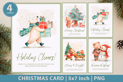 Christmas card, holiday greeting cards Sublimation KMarinaDesign 
