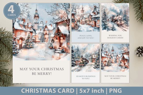 Christmas Card, Holiday Greeting Cards Sublimation KMarinaDesign 