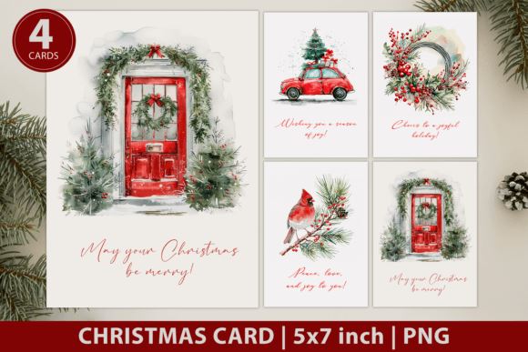 Christmas card, holiday greeting cards Sublimation KMarinaDesign 