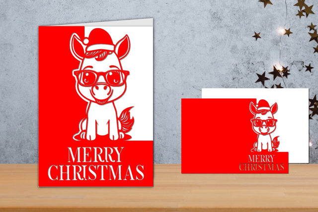 Christmas Card Papercut, Christmas card Template, Unicorn SVG zafrans studio 