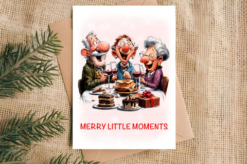 Christmas card printable Elderly lady, friends Funny quotes Sublimation Angelina Semenova 
