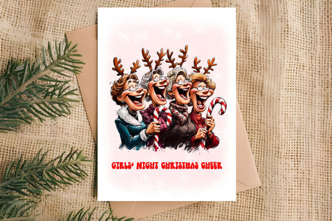 Christmas card printable Elderly lady, friends Funny quotes Sublimation Angelina Semenova 