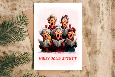 Christmas card printable Old ladies sing Christmas song PNG Sublimation Angelina Semenova 