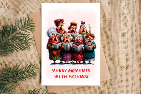 Christmas card printable Old ladies sing Christmas song PNG Sublimation Angelina Semenova 