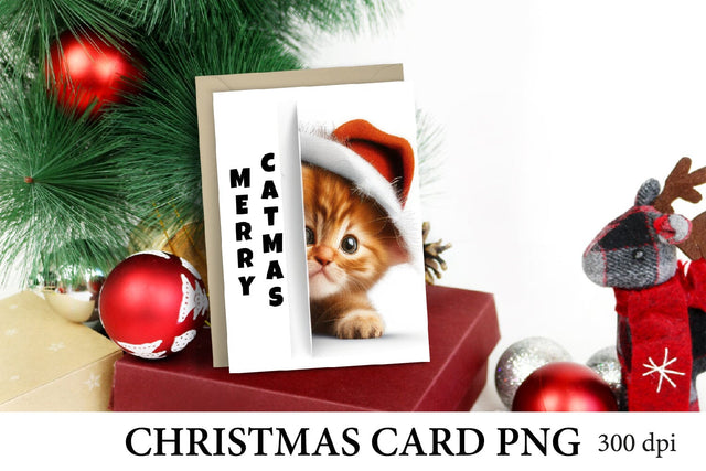 Christmas Card Printables PNG. Christmas Kitty Card PNG Sublimation Olga Terlyanskaya 