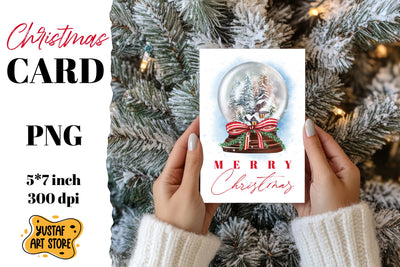 Christmas card . Snow globe card printable Sublimation Yustaf Art Store 