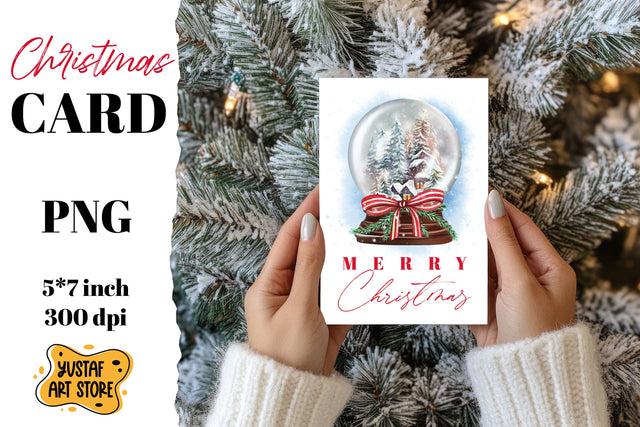 Christmas card . Snow globe card printable Sublimation Yustaf Art Store 