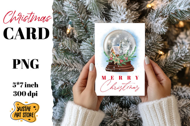 Christmas card . Snow globe card printable Sublimation Yustaf Art Store 