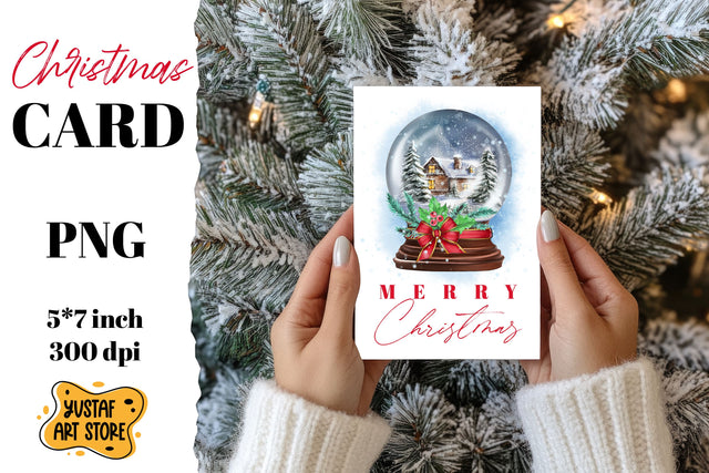 Christmas card . Snow globe card printable Sublimation Yustaf Art Store 