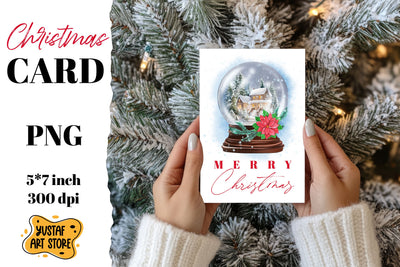 Christmas card . Snow globe card printable Sublimation Yustaf Art Store 