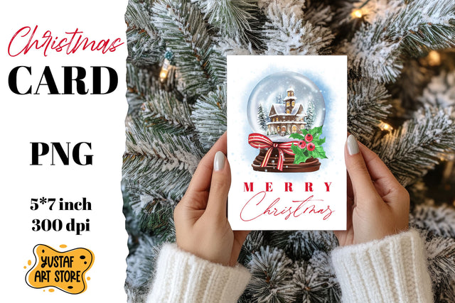 Christmas card . Snow globe card printable Sublimation Yustaf Art Store 
