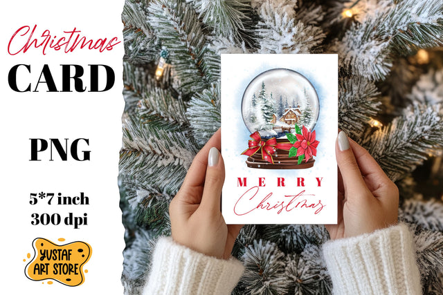 Christmas card . Snow globe card printable Sublimation Yustaf Art Store 