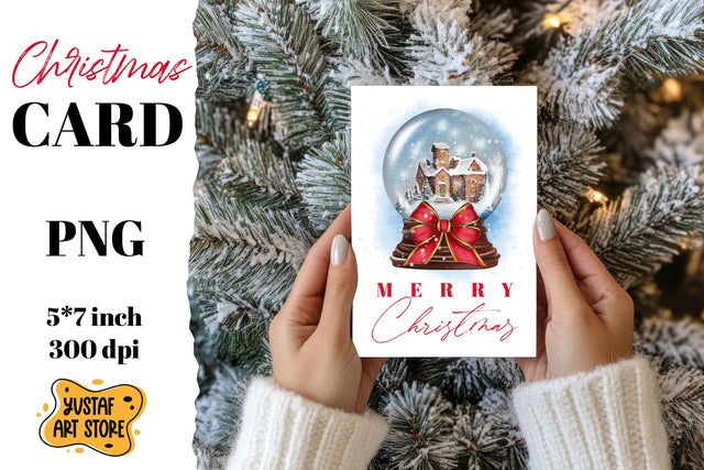 Christmas card . Snow globe card printable Sublimation Yustaf Art Store 