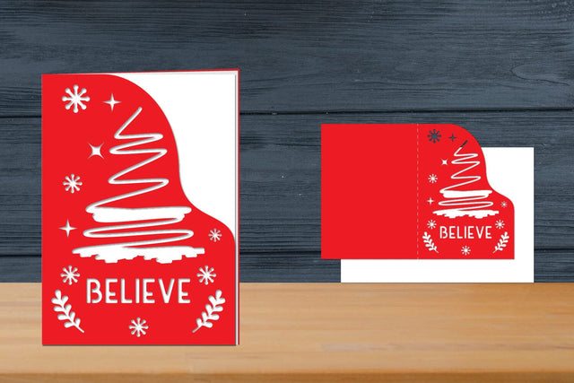 Christmas Card Template Papercut SVG zafrans studio 
