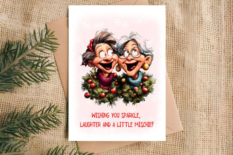 Christmas card templates Funny friends Sublimation Angelina Semenova 