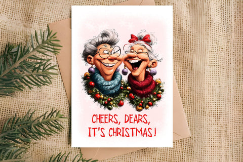 Christmas card templates Funny friends Sublimation Angelina Semenova 