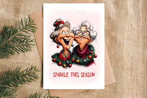 Christmas card templates Funny friends Sublimation Angelina Semenova 