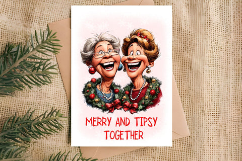 Christmas card templates Funny friends Sublimation Angelina Semenova 