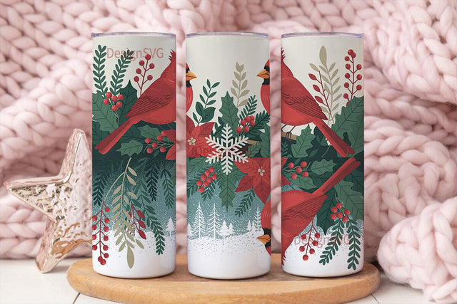 Christmas Cardinal 20oz Tumbler Wrap Sublimation DesignSVG 