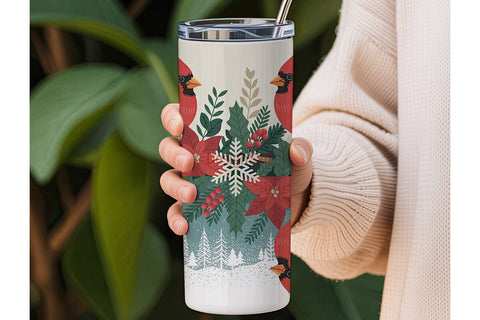 Christmas Cardinal 20oz Tumbler Wrap Sublimation DesignSVG 