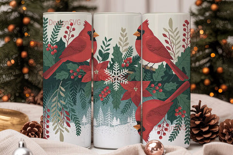 Christmas Cardinal 20oz Tumbler Wrap Sublimation DesignSVG 