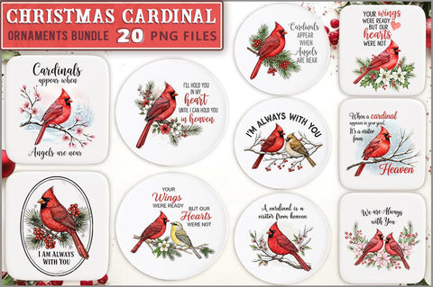 Christmas Cardinal Ornaments PNG Bundle Sublimation Shetara Begum 