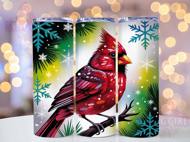 Christmas Cardinal Snowflake Tumbler, Winter Snowflake Wrap, Holiday Bird Mug Design, Sublimation Wrap, Festive Drinkware, Winter Gift Idea, Sparkly Christmas Cup Sublimation SvggirlplusArt 