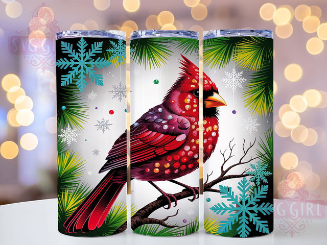 Christmas Cardinal Snowflake Tumbler, Winter Snowflake Wrap, Holiday Bird Mug Design, Sublimation Wrap, Festive Drinkware, Winter Gift Idea, Sparkly Christmas Cup Sublimation SvggirlplusArt 