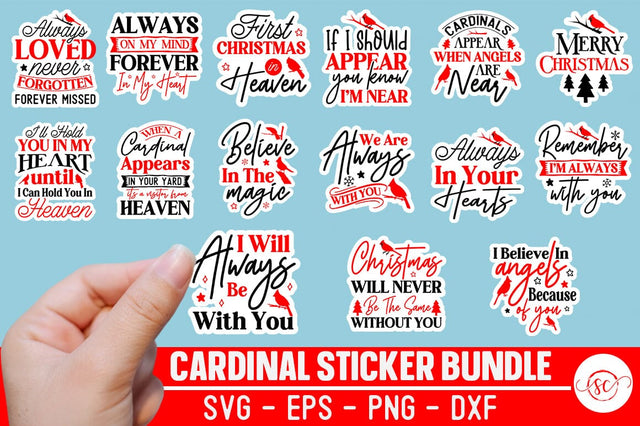 Christmas Cardinal sticker Svg Bundle SVG Svgcraft 