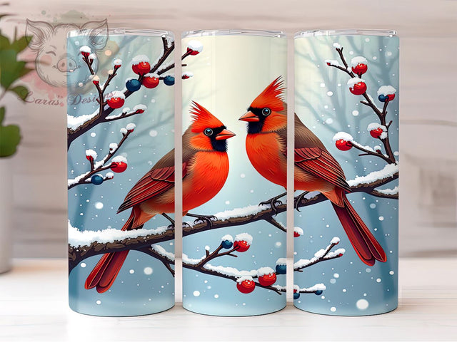 Christmas Cardinal Tumbler, 20oz Sublimation Wrap, Holiday Drinkware, Winter Bird Design, Red Cardinal Art, Festive Tumbler Design, Digital Download Sublimation Lara' s Designs 