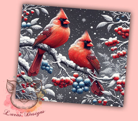 Christmas Cardinal Tumbler, 20oz Sublimation Wrap, Holiday Drinkware, Winter Bird Design, Red Cardinal Art, Festive Tumbler Design, Digital Download Sublimation Lara' s Designs 