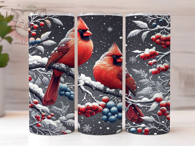 Christmas Cardinal Tumbler, 20oz Sublimation Wrap, Holiday Drinkware, Winter Bird Design, Red Cardinal Art, Festive Tumbler Design, Digital Download Sublimation Lara' s Designs 