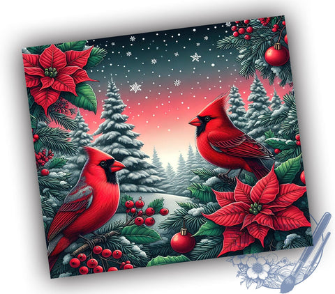 Christmas Cardinal Tumbler, 20oz Sublimation Wrap, Holiday Drinkware, Winter Decor, Bird Lover Gift, Festive Tumbler Design, Digital Download Sublimation ToriDesigns 