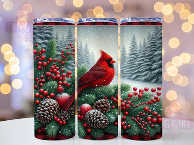 Christmas Cardinal Winter Tumbler, Festive Bird Sublimation Design, Holiday Cardinal Art, 20oz Cardinal Tumbler, Whimsical Holiday Mug, Elegant Cardinal Cup, Winter Bird Wrap Sublimation SvggirlplusArt 