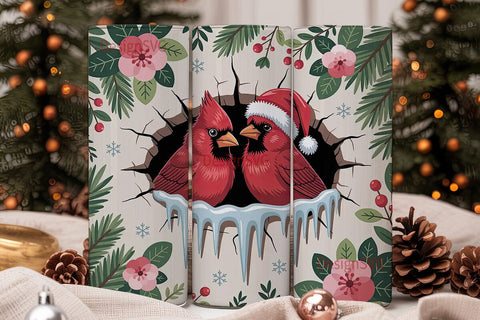 Christmas Cardinals 20oz Tumbler Wrap Sublimation DesignSVG 