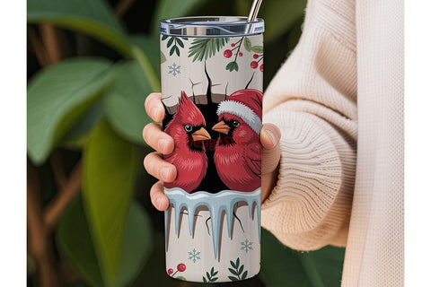 Christmas Cardinals 20oz Tumbler Wrap Sublimation DesignSVG 