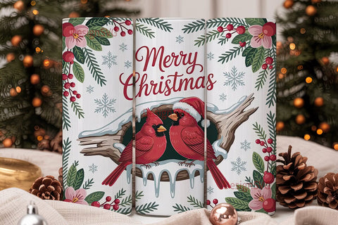 Christmas Cardinals 20oz Tumbler Wrap Sublimation DesignSVG 