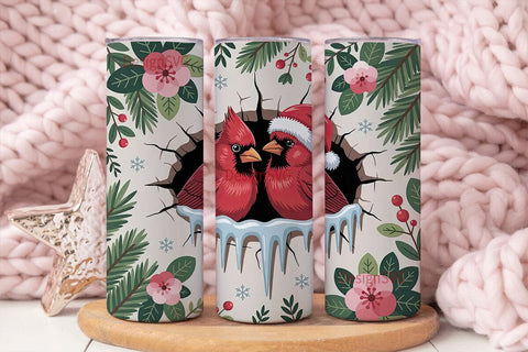 Christmas Cardinals 20oz Tumbler Wrap Sublimation DesignSVG 